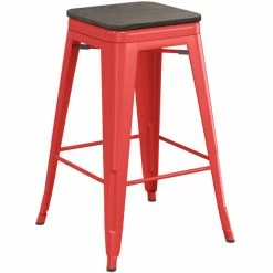 LT&S Alloy Series Lancaster Table & Seating Alloy Series Red Metal Indoor Industrial Cafe Counter Height Stool With Black Wood Seat 4 LT&S Alloy Series Lancaster Table & Seating Alloy Series Red Metal Indoor Industrial Cafe Counter Height Stool With Black Wood Seat -Lancaster Table & Seating Shop 2431564