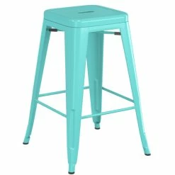 LT&S Alloy Series Lancaster Table & Seating Alloy Series Seafoam Metal Indoor Industrial Cafe Counter Height Stool With Walnut Wood Seat -Lancaster Table & Seating Shop 2431573