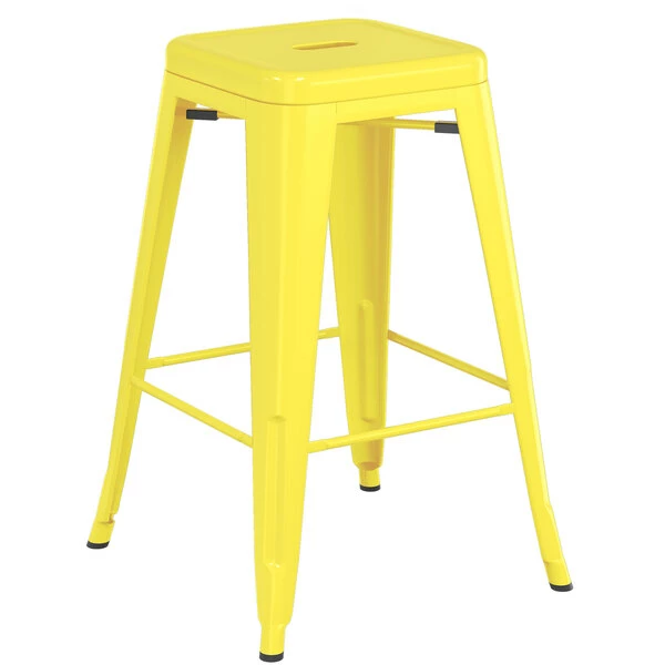 LT&S Alloy Series Lancaster Table & Seating Alloy Series Yellow Metal Indoor Industrial Cafe Counter Height Stool With Natural Wood Seat 3 LT&S Alloy Series Lancaster Table & Seating Alloy Series Yellow Metal Indoor Industrial Cafe Counter Height Stool With Natural Wood Seat - Image 3