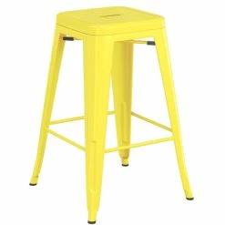 LT&S Alloy Series Lancaster Table & Seating Alloy Series Yellow Metal Indoor Industrial Cafe Counter Height Stool With Walnut Wood Seat -Lancaster Table & Seating Shop 2431581