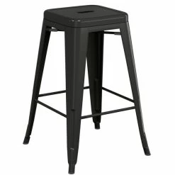 LT&S Alloy Series Lancaster Table & Seating Alloy Series Black Metal Indoor Industrial Cafe Counter Height Stool With Natural Wood Seat -Lancaster Table & Seating Shop 2431593