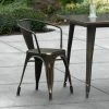 LT&S Alloy Series Lancaster Table & Seating Alloy Series Distressed Copper Metal Indoor / Outdoor Industrial Cafe Arm Chair