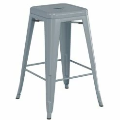 LT&S Alloy Series Lancaster Table & Seating Alloy Series Charcoal Metal Indoor Industrial Cafe Counter Height Stool With Walnut Wood Seat -Lancaster Table & Seating Shop 2432423