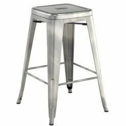 LT&S Alloy Series Lancaster Table & Seating Alloy Series Clear Coated Metal Indoor Industrial Cafe Counter Height Stool With Gray Wood Seat -Lancaster Table & Seating Shop 2432431