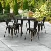 LT&S Alloy Series Lancaster Table & Seating Alloy Series 32" X 32" Distressed Copper Dining Height Outdoor Table With 4 Arm Chairs