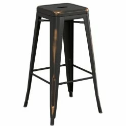 LT&S Alloy Series Lancaster Table & Seating Alloy Series Distressed Copper Stackable Metal Indoor Industrial Barstool With Gray Wood Seat -Lancaster Table & Seating Shop 2432782