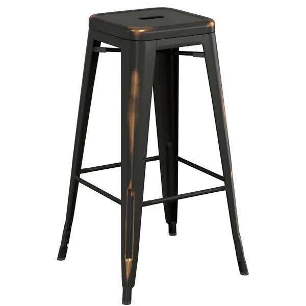 LT&S Alloy Series Lancaster Table & Seating Alloy Series Distressed Copper Metal Indoor Industrial Cafe Bar Height Stool With Natural Wood Seat 3 LT&S Alloy Series Lancaster Table & Seating Alloy Series Distressed Copper Metal Indoor Industrial Cafe Bar Height Stool With Natural Wood Seat - Image 3
