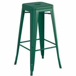 LT&S Alloy Series Lancaster Table & Seating Alloy Series Emerald Stackable Metal Indoor Industrial Barstool With Natural Wood Seat -Lancaster Table & Seating Shop 2432800