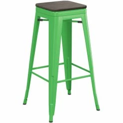 LT&S Alloy Series Lancaster Table & Seating Alloy Series Green Metal Indoor Industrial Cafe Bar Height Stool With Black Wood Seat -Lancaster Table & Seating Shop 2432812