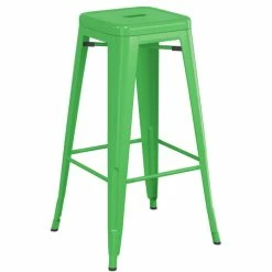 LT&S Alloy Series Lancaster Table & Seating Alloy Series Green Stackable Metal Indoor Industrial Barstool With Gray Wood Seat -Lancaster Table & Seating Shop 2432815