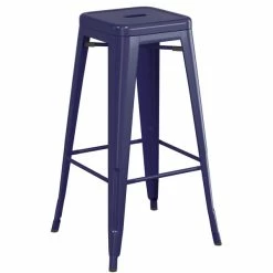 LT&S Alloy Series Lancaster Table & Seating Alloy Series Navy Stackable Metal Indoor Industrial Barstool With Natural Wood Seat -Lancaster Table & Seating Shop 2432825