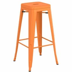 LT&S Alloy Series Lancaster Table & Seating Alloy Series Orange Metal Indoor Industrial Cafe Bar Height Stool With Natural Wood Seat -Lancaster Table & Seating Shop 2432841