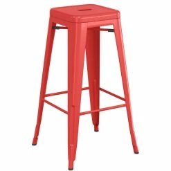 LT&S Alloy Series Lancaster Table & Seating Alloy Series Red Metal Indoor Industrial Cafe Bar Height Stool With Black Wood Seat -Lancaster Table & Seating Shop 2432854