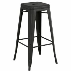 LT&S Alloy Series Lancaster Table & Seating Alloy Series Black Metal Indoor Industrial Cafe Bar Height Stool With Black Wood Seat -Lancaster Table & Seating Shop 2432895