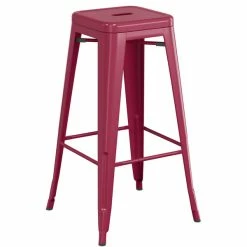 LT&S Alloy Series Lancaster Table & Seating Alloy Series Sangria Metal Indoor Industrial Cafe Bar Height Stool With Natural Wood Seat -Lancaster Table & Seating Shop 2432933