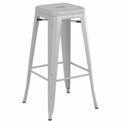 LT&S Alloy Series Lancaster Table & Seating Alloy Series Silver Metal Indoor Industrial Cafe Bar Height Stool With Natural Wood Seat -Lancaster Table & Seating Shop 2432946