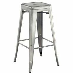 LT&S Alloy Series Lancaster Table & Seating Alloy Series Clear Coated Metal Indoor Industrial Cafe Bar Height Stool With Black Wood Seat -Lancaster Table & Seating Shop 2433189