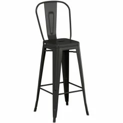 LT&S Alloy Series Lancaster Table & Seating Alloy Series Black Metal Indoor Industrial Cafe Bar Height Stool With Vertical Slat Back And Natural Wood Seat -Lancaster Table & Seating Shop 2435652