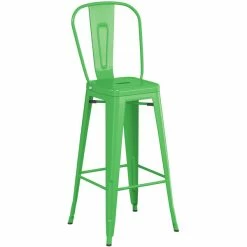 LT&S Alloy Series Lancaster Table & Seating Alloy Series Green Metal Indoor Industrial Cafe Bar Height Stool With Vertical Slat Back And Black Wood Seat -Lancaster Table & Seating Shop 2435974