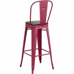 LT&S Alloy Series Lancaster Table & Seating Alloy Series Sangria Metal Indoor Industrial Cafe Bar Height Stool With Vertical Slat Back And Black Wood Seat -Lancaster Table & Seating Shop 2436102