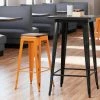 LT&S Alloy Series Lancaster Table & Seating Alloy Series Distressed Orange Stackable Metal Indoor Industrial Barstool With Walnut Wood Seat