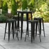 LT&S Alloy Series Lancaster Table & Seating Alloy Series 30" Round Black Outdoor Bar Height Table With Four Barstools