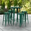 LT&S Alloy Series Lancaster Table & Seating Alloy Series 30" Round Emerald Outdoor Bar Height Table With Four Barstools