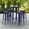 LT&S Alloy Series Lancaster Table & Seating Alloy Series 30" Round Navy Outdoor Bar Height Table With Four Barstools