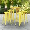 LT&S Alloy Series Lancaster Table & Seating Alloy Series 30" Round Yellow Outdoor Bar Height Table With Four Barstools