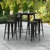 LT&S Alloy Series Lancaster Table & Seating Alloy Series 32" X 32" Black Outdoor Bar Height Table With Four Barstools