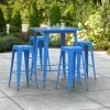 LT&S Alloy Series Lancaster Table & Seating Alloy Series 32" X 32" Blue Outdoor Bar Height Table With Four Barstools