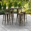 LT&S Alloy Series Lancaster Table & Seating Alloy Series 32" X 32" Copper Outdoor Bar Height Table With Four Barstools