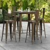 LT&S Alloy Series Lancaster Table & Seating Alloy Series 32" X 32" Copper Outdoor Bar Height Table With 4 Metal Cafe Bar Stools