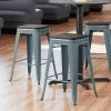 LT&S Alloy Series Lancaster Table & Seating Alloy Series Charcoal Metal Indoor Industrial Cafe Counter Height Stool With Black Wood Seat