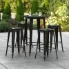 LT&S Alloy Series Lancaster Table & Seating Alloy Series 30" Round Distressed Copper Outdoor Bar Height Table With Four Barstools