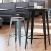 LT&S Alloy Series Lancaster Table & Seating Alloy Series Charcoal Metal Indoor Industrial Cafe Bar Height Stool With Walnut Wood Seat