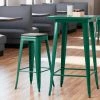 LT&S Alloy Series Lancaster Table & Seating Alloy Series Emerald Stackable Metal Indoor Industrial Barstool With Black Wood Seat