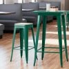 LT&S Alloy Series Lancaster Table & Seating Alloy Series Emerald Stackable Metal Indoor Industrial Barstool With Gray Wood Seat