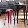 LT&S Alloy Series Lancaster Table & Seating Alloy Series Sangria Metal Indoor Industrial Cafe Bar Height Stool With Black Wood Seat