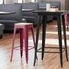 LT&S Alloy Series Lancaster Table & Seating Alloy Series Sangria Metal Indoor Industrial Cafe Bar Height Stool With Natural Wood Seat