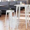 LT&S Alloy Series Lancaster Table & Seating Alloy Series White Stackable Metal Indoor Industrial Barstool With Gray Wood Seat