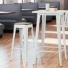 LT&S Alloy Series Lancaster Table & Seating Alloy Series White Metal Indoor Industrial Cafe Bar Height Stool With Walnut Wood Seat