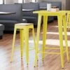 LT&S Alloy Series Lancaster Table & Seating Alloy Series Yellow Metal Indoor Industrial Cafe Bar Height Stool With Natural Wood Seat