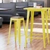 LT&S Alloy Series Lancaster Table & Seating Alloy Series Yellow Metal Indoor Industrial Cafe Bar Height Stool With Walnut Wood Seat