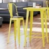 LT&S Alloy Series Lancaster Table & Seating Alloy Series Yellow Metal Indoor Industrial Cafe Bar Height Stool With Vertical Slat Back And Black Wood Seat