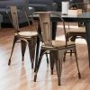 LT&S Alloy Series Lancaster Table & Seating Alloy Series Copper Metal Indoor Industrial Cafe Chair With Vertical Slat Back And Natural Wood Seat