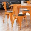 LT&S Alloy Series Lancaster Table & Seating Alloy Series Orange Metal Indoor Industrial Cafe Chair With Vertical Slat Back And Black Wood Seat