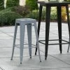 LT&S Alloy Series Lancaster Table & Seating Alloy Series Charcoal Stackable Metal Indoor / Outdoor Industrial Barstool With Drain Hole Seat