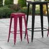 LT&S Alloy Series Lancaster Table & Seating Alloy Series Sangria Stackable Metal Indoor / Outdoor Industrial Barstool With Drain Hole Seat