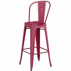 LT&S Alloy Series Lancaster Table & Seating Alloy Series Sangria Metal Indoor / Outdoor Industrial Cafe Barstool With Vertical Slat Back And Drain Hole Seat -Lancaster Table & Seating Shop 2445246